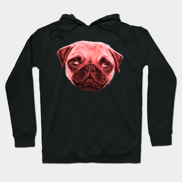 Pug Saturday Night Red Disco Hoodie by brodyquixote